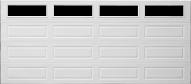 Standard Steel one piece and sectional raised panel garage door ( Long Panel ) White with plain windows